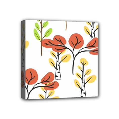 Tree Autumn Forest Landscape Mini Canvas 4  X 4  (stretched) by Pakrebo