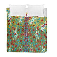 Raining Paradise Flowers In The Moon Light Night Duvet Cover Double Side (full/ Double Size) by pepitasart