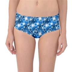 Star Hexagon Blue Deep Blue Light Mid-waist Bikini Bottoms by Pakrebo