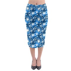 Star Hexagon Blue Deep Blue Light Midi Pencil Skirt by Pakrebo