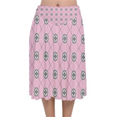 Kekistan Logo Pattern On Pink Background Velvet Flared Midi Skirt by snek