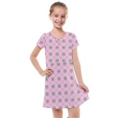 Kekistan Logo Pattern On Pink Background Kids  Cross Web Dress by snek