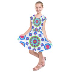 Mandala Geometric Design Pattern Kids  Short Sleeve Dress by Pakrebo