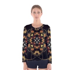 Fractal Stained Glass Ornate Women s Long Sleeve Tee