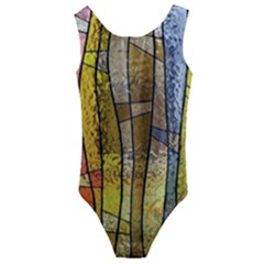 Stained Glass Window Colorful Kids  Cut-out Back One Piece Swimsuit by Pakrebo