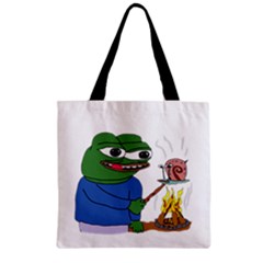 Apu Apustaja Roasting A Snail On A Campfire Pepe The Frog Pepethefrog The Helper Kekistan Zipper Grocery Tote Bag by snek