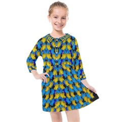 Flowers Coming From Above Ornate Decorative Kids  Quarter Sleeve Shirt Dress by pepitasart