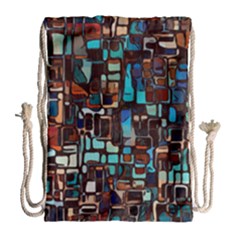 Stained Glass Mosaic Abstract Drawstring Bag (large) by Pakrebo
