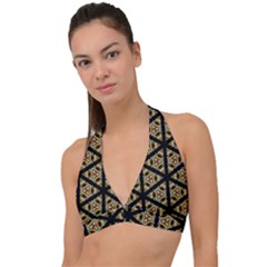 Pattern Stained Glass Triangles Halter Plunge Bikini Top by Pakrebo