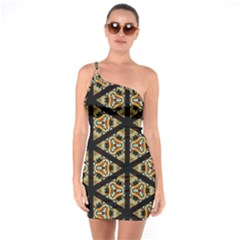 Pattern Stained Glass Triangles One Soulder Bodycon Dress by Pakrebo