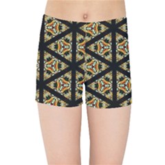 Pattern Stained Glass Triangles Kids  Sports Shorts by Pakrebo