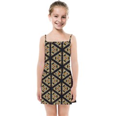 Pattern Stained Glass Triangles Kids  Summer Sun Dress by Pakrebo