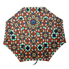 Stained Glass Pattern Texture Face Folding Umbrellas by Pakrebo