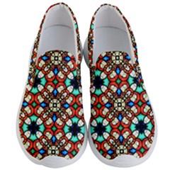 Stained Glass Pattern Texture Face Men s Lightweight Slip Ons by Pakrebo