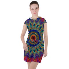 Kaleidoscope Mandala Pattern Drawstring Hooded Dress by Pakrebo