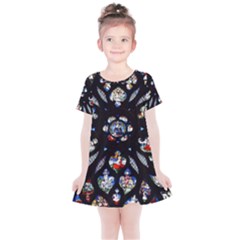 Stained Glass Sainte Chapelle Gothic Kids  Simple Cotton Dress by Pakrebo