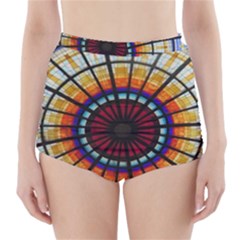 Background Stained Glass Window High-waisted Bikini Bottoms by Pakrebo