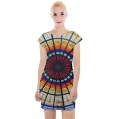 Background Stained Glass Window Cap Sleeve Bodycon Dress by Pakrebo