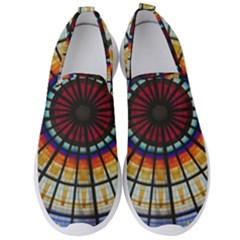 Background Stained Glass Window Men s Slip On Sneakers