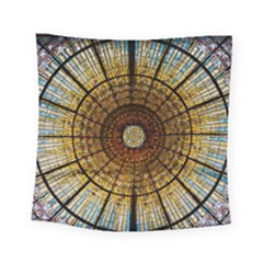 Barcelona Glass Window Stained Glass Square Tapestry (small) by Pakrebo