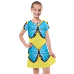 Butterfly Blue Insect Kids  Cross Web Dress by Alisyart