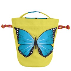 Butterfly Blue Insect Drawstring Bucket Bag by Alisyart
