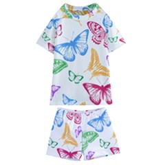 Butterfly Rainbow Kids  Swim Tee And Shorts Set by Alisyart