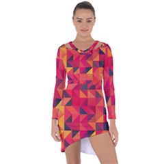 Halftone Geometric Asymmetric Cut-out Shift Dress by Alisyart
