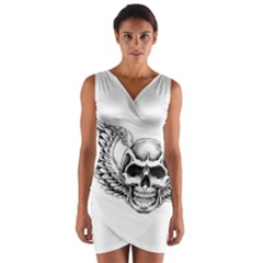 Human Skull Symbolism Wrap Front Bodycon Dress by Alisyart