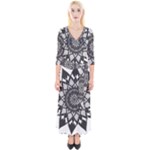 Mandala Flower Lotus Quarter Sleeve Wrap Maxi Dress