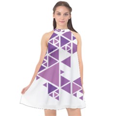 Art Purple Triangle Halter Neckline Chiffon Dress  by Mariart