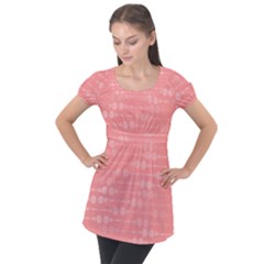 Background Polka Dots Pink Puff Sleeve Tunic Top by Mariart