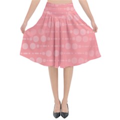 Background Polka Dots Pink Flared Midi Skirt by Mariart