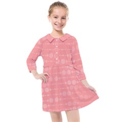 Background Polka Dots Pink Kids  Quarter Sleeve Shirt Dress by Mariart