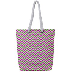 Abstract Chevron Full Print Rope Handle Tote (small)
