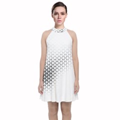 Geometric Abstraction Pattern Velvet Halter Neckline Dress  by Mariart