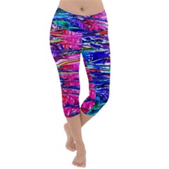 Paint Splatter - Rainbow Lightweight Velour Capri Yoga Leggings by WensdaiAmbrose