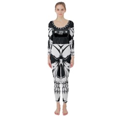 Kerchief Human Skull Long Sleeve Catsuit by Mariart