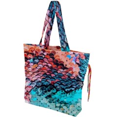 Dragon Scales Drawstring Tote Bag by WensdaiAmbrose