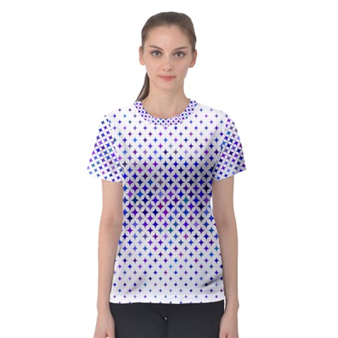 Star Curved Background Geometric Women s Sport Mesh Tee by Mariart