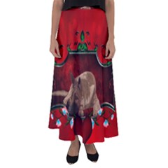 Wonderful German Shepherd With Heart And Flowers Flared Maxi Skirt by FantasyWorld7