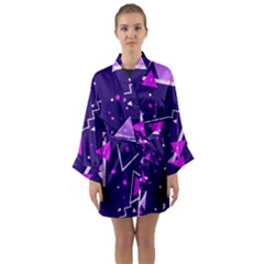 Purple Blue Geometric Pattern Long Sleeve Kimono Robe by Pakrebo