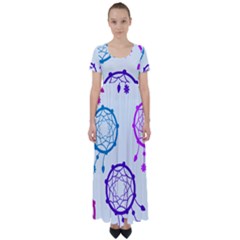 Dreamcatcher Dream Catcher Pattern High Waist Short Sleeve Maxi Dress