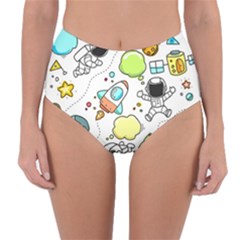 Sketch Cartoon Space Set Reversible High-waist Bikini Bottoms