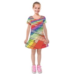 Perspective Background Color Kids  Short Sleeve Velvet Dress by Alisyart