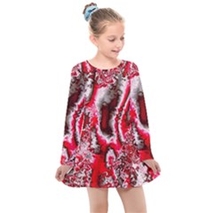 Winter Fractal 5 Kids  Long Sleeve Dress by Fractalworld
