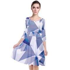 Triangle Blue Quarter Sleeve Waist Band Dress by Alisyart