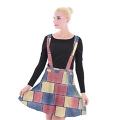 Model Mosaic Wallpaper Texture Suspender Skater Skirt by Pakrebo