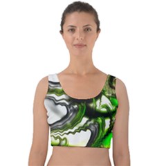 Fractal Green Trumpet Trump Velvet Crop Top by Pakrebo