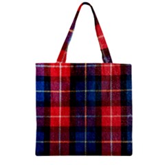 Blue & Red Plaid Zipper Grocery Tote Bag by WensdaiAmbrose